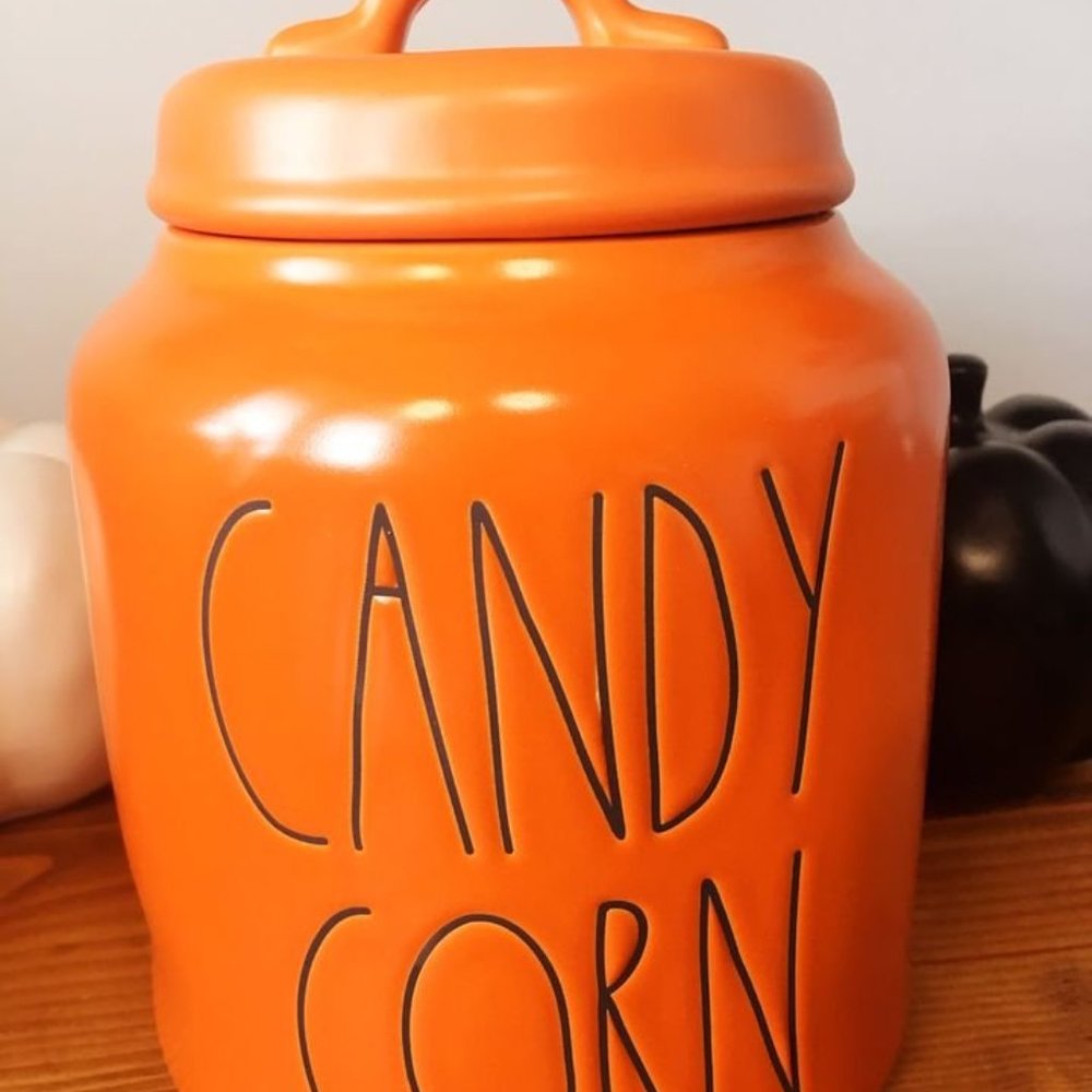 Rae Dunn Halloween Candy Corn Orange Canister